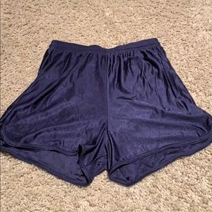 Navy blue running shorts.